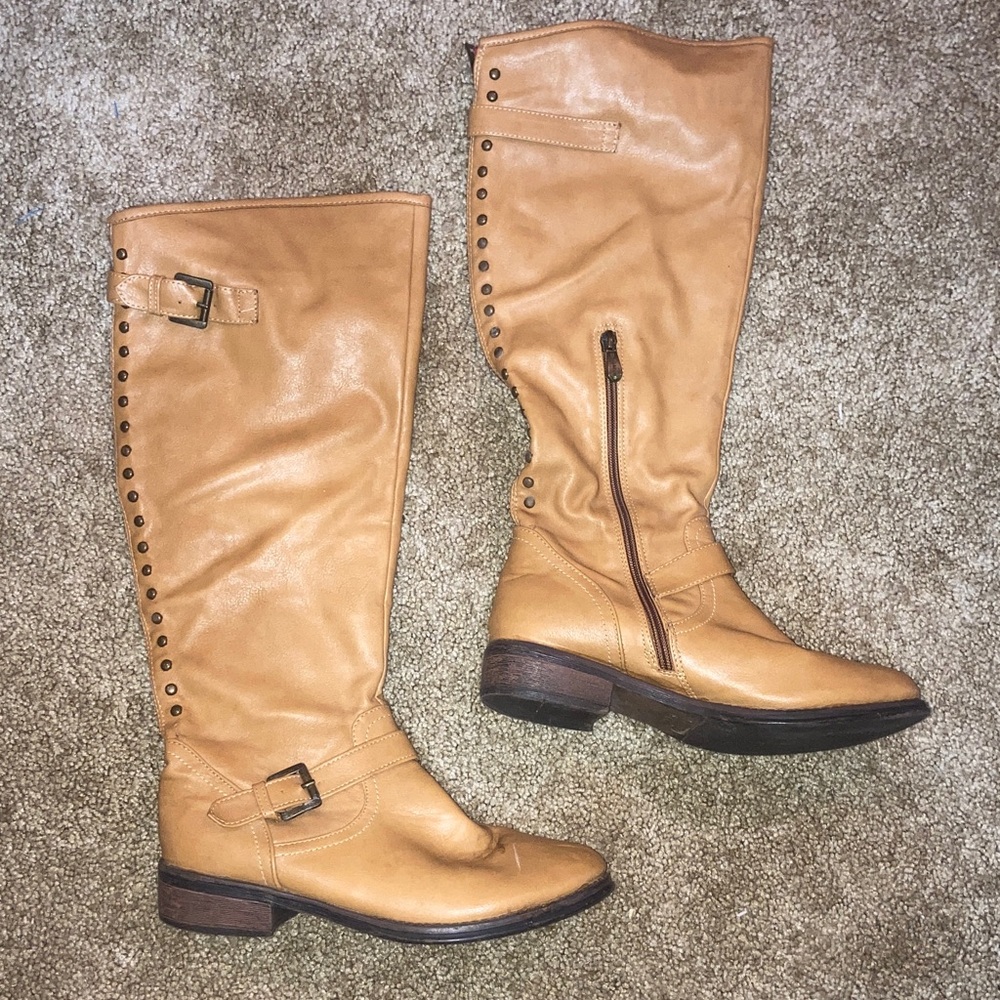 Bella Marie Tall Leather Boots with Buckle